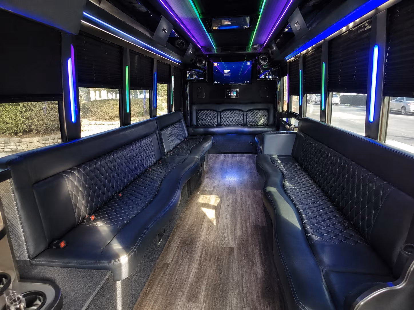 temple 15 passenger party bus interior