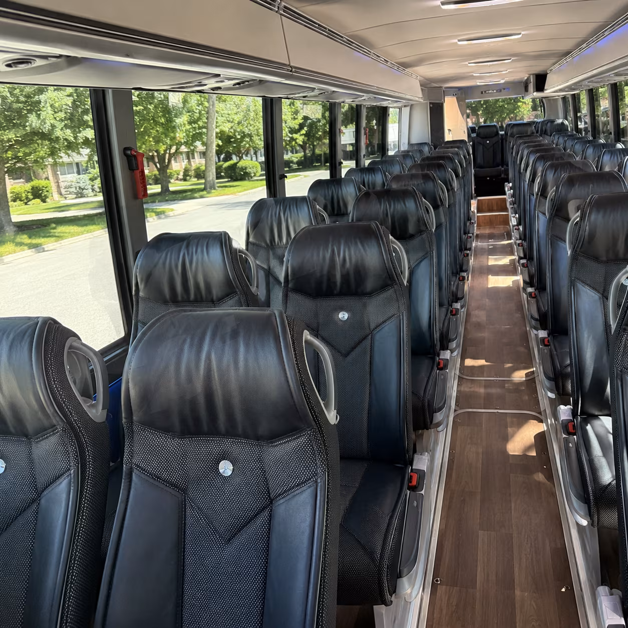 temple 40 passenger charter bus inside