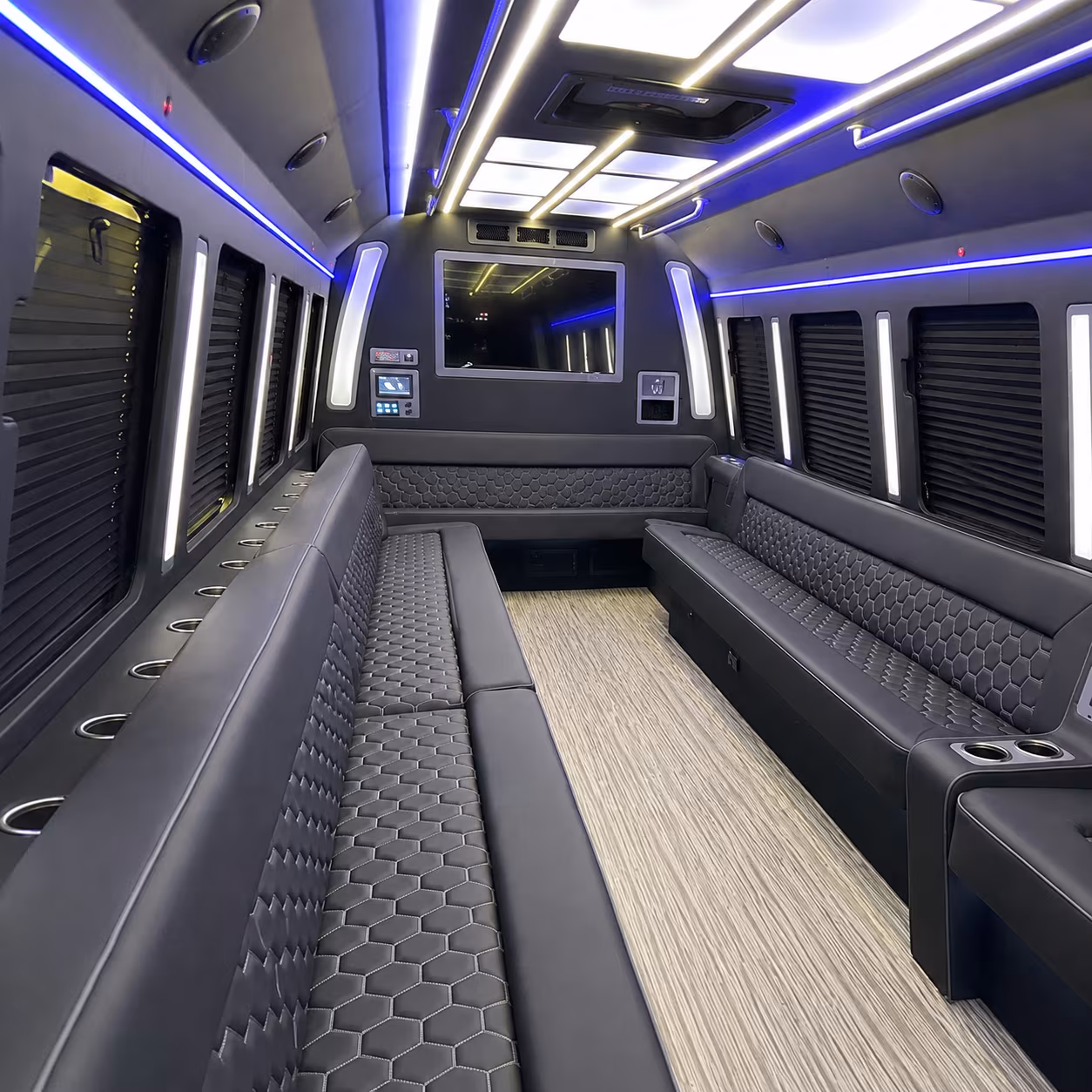 temple 40 passenger party bus inside