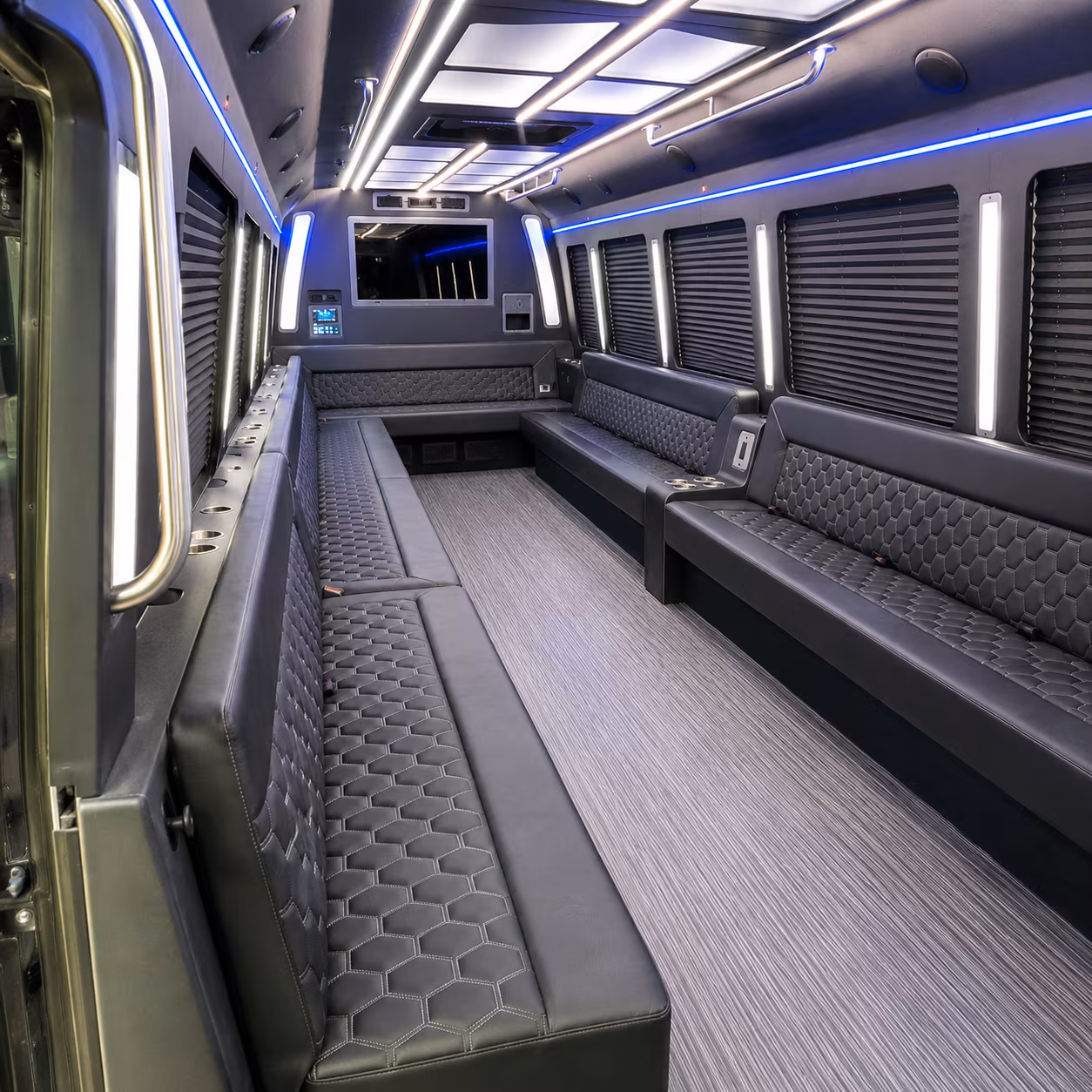 temple 40 passenger party bus interior