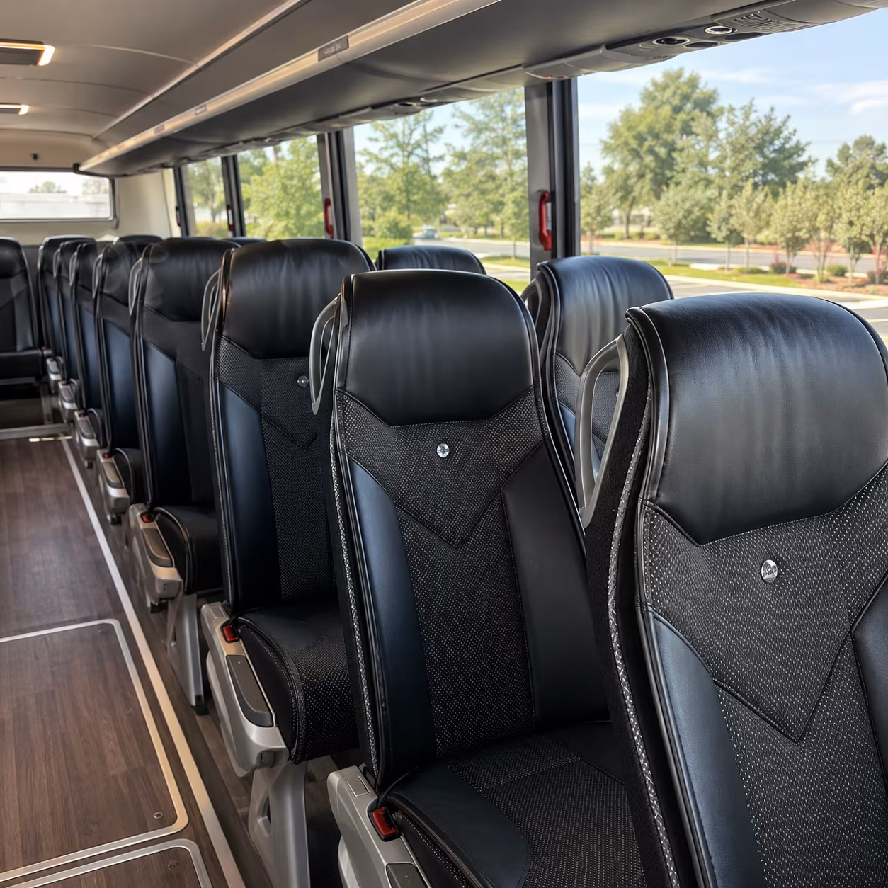 temple 45 passenger charter bus interior