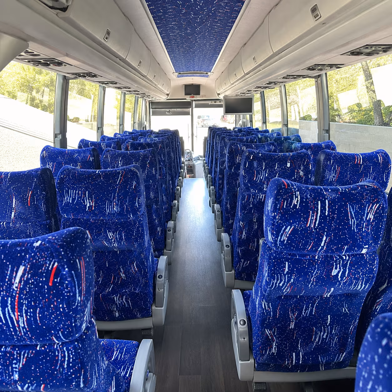 temple 50 passenger charter bus interior